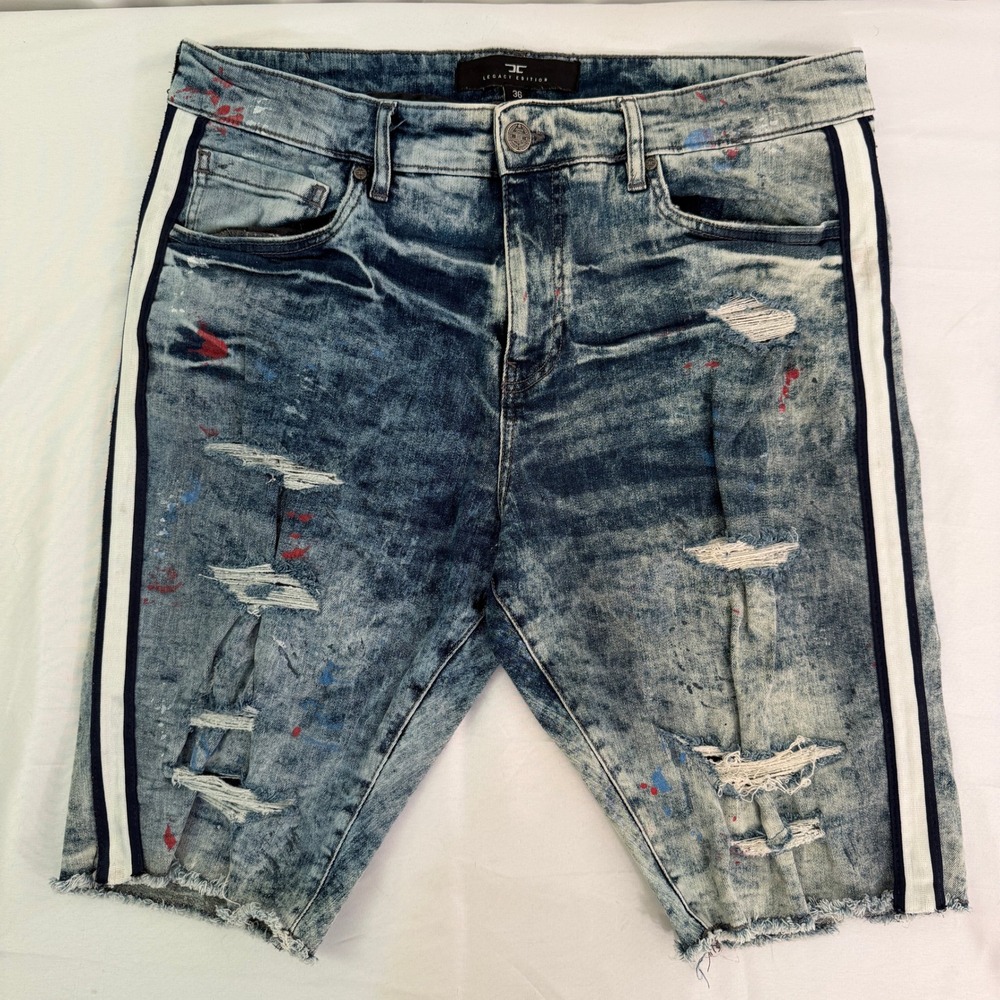 Jordan Craig Legacy Edition Mens Acid Wash Distressed Paint Splatter Shorts 36